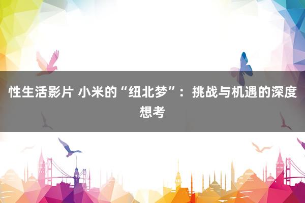 性生活影片 小米的“纽北梦”：挑战与机遇的深度想考
