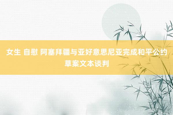 女生 自慰 阿塞拜疆与亚好意思尼亚完成和平公约草案文本谈判