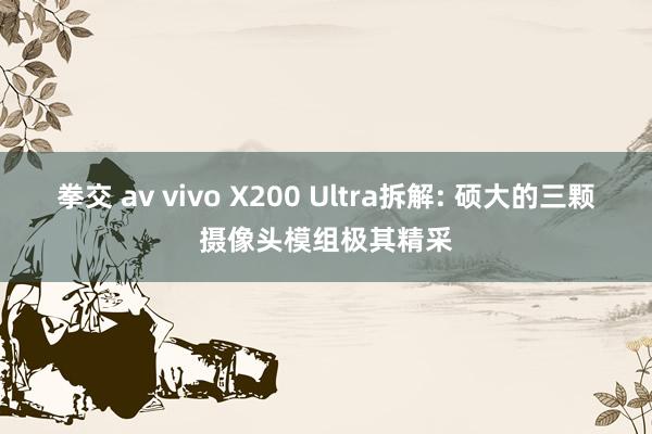 拳交 av vivo X200 Ultra拆解: 硕大的三颗摄像头模组极其精采