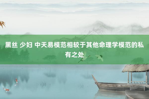 黑丝 少妇 中天易模范相较于其他命理学模范的私有之处