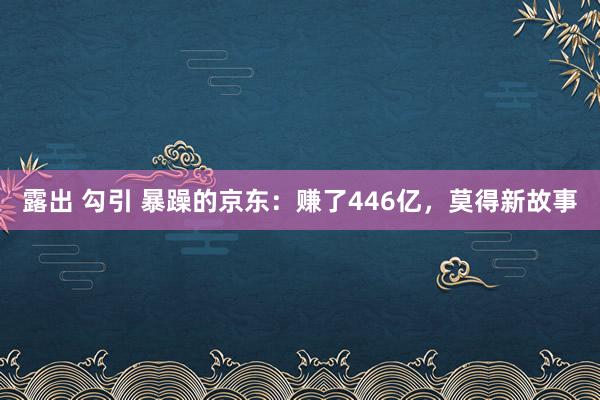 露出 勾引 暴躁的京东：赚了446亿，莫得新故事